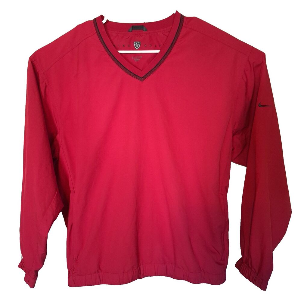 Vintage Golf Jacket Mens L Red Clima Fit V Neck Windbreaker Pullover